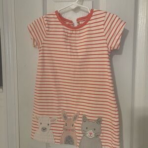 Baby Boden Coral and White Striped Dress